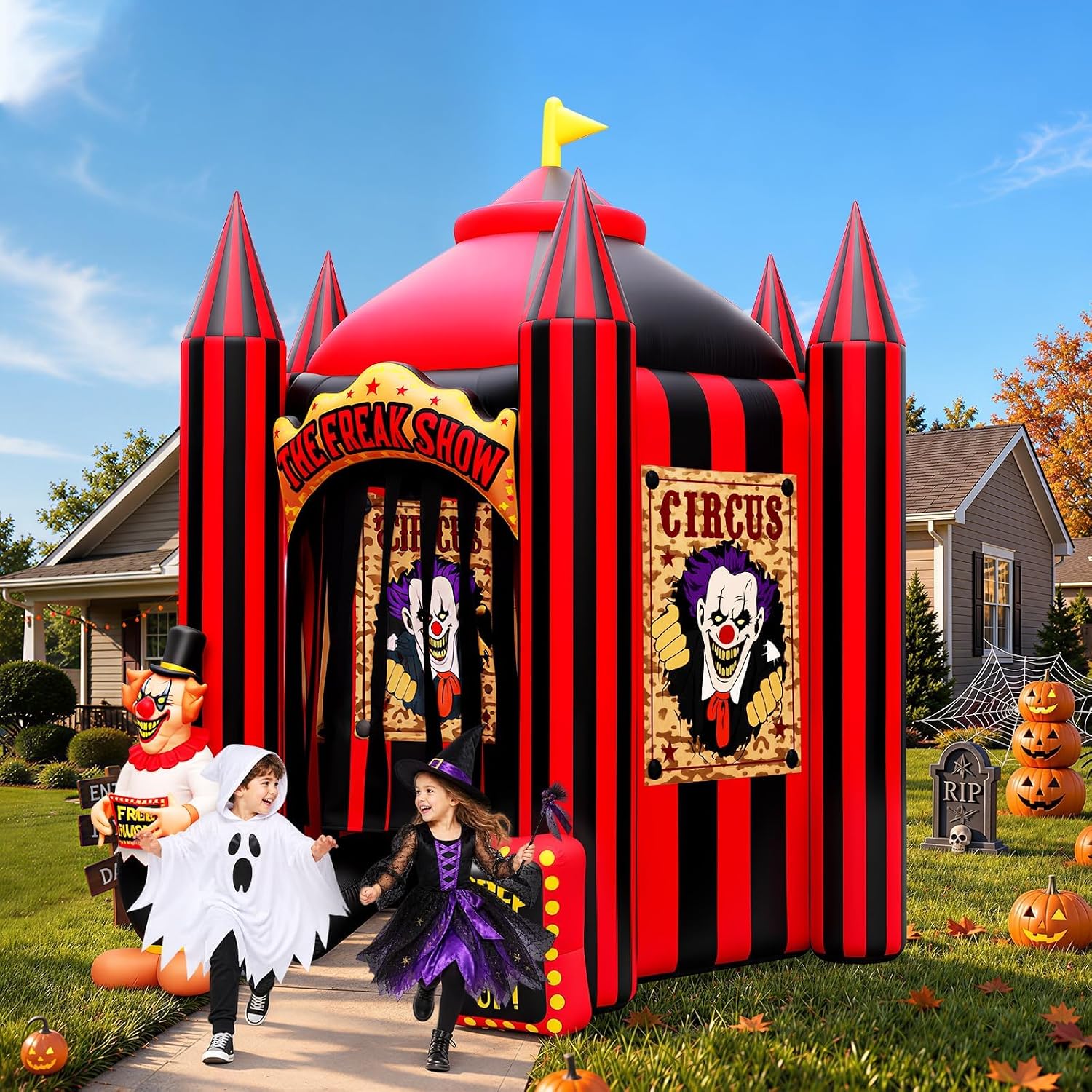 Thumbnail 6 de Kalolary 12FT Halloween Clown Arch Inflatable with Walk-Through Tunnel