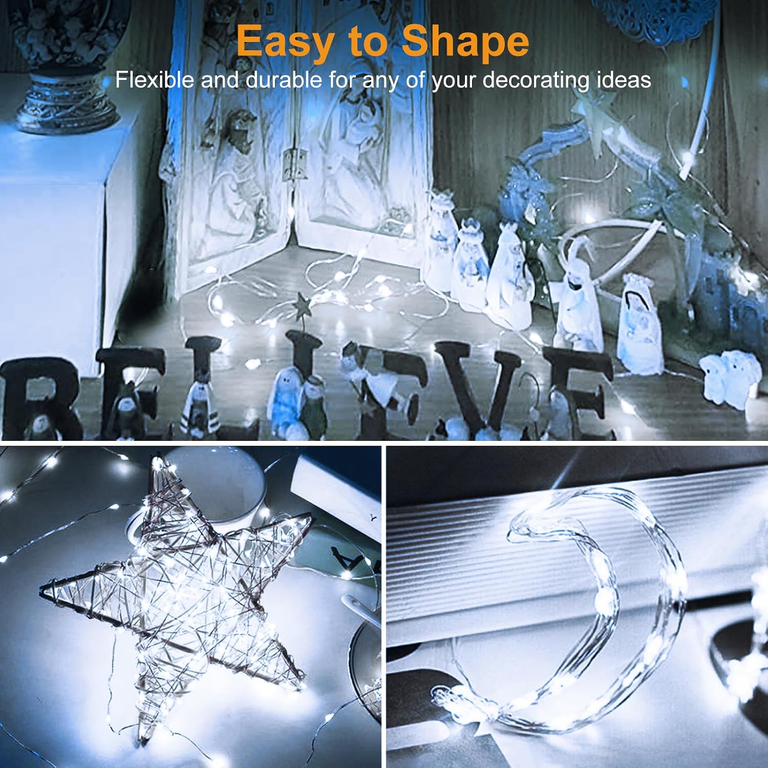 Detalle 2 de btfarm BL26 12-Pack Fairy String Lights, 7 ft, 20 LEDs, Cool White