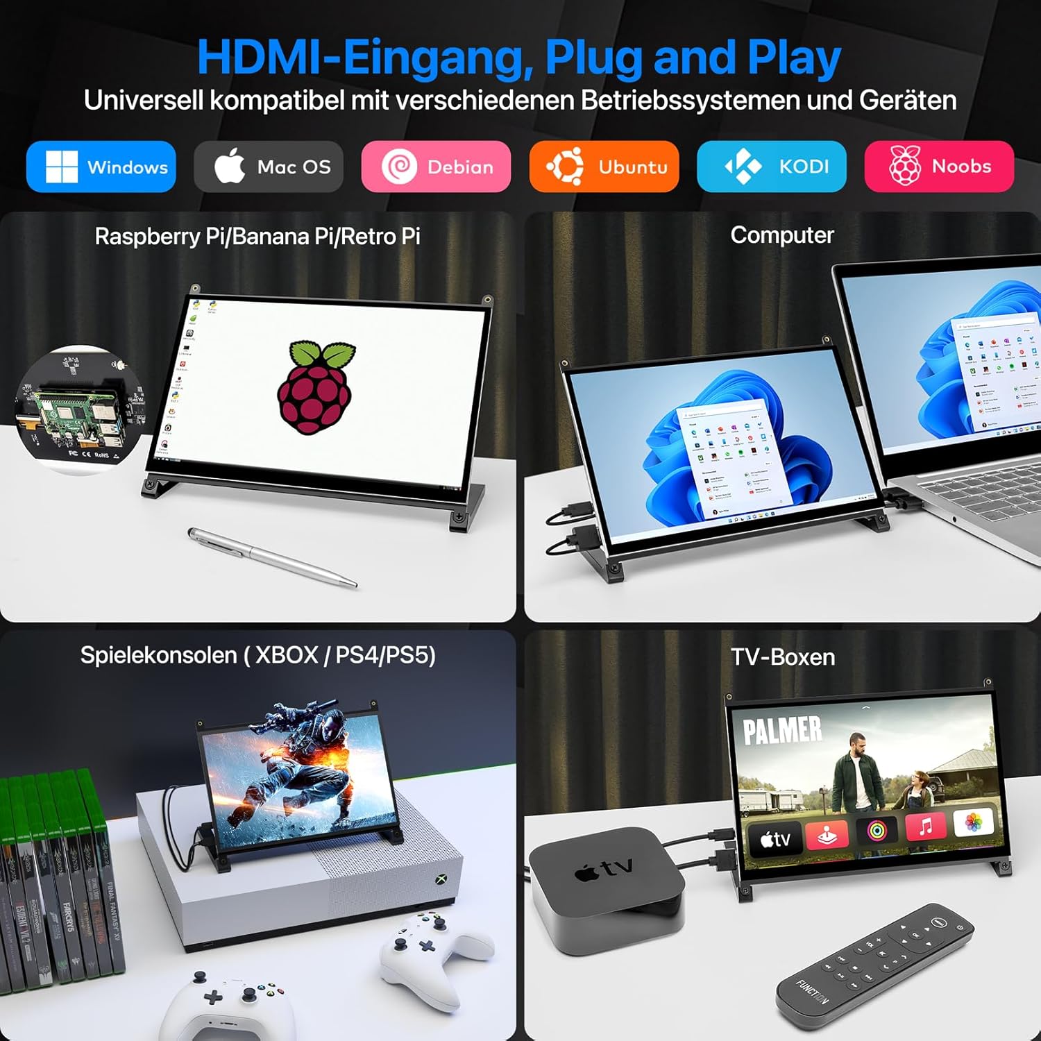 Thumbnail 6 de ROADOM 7" Raspberry-Pi Touch-Display (IPS, 1024×600) mit HDMI und Dual-Lautsprechern