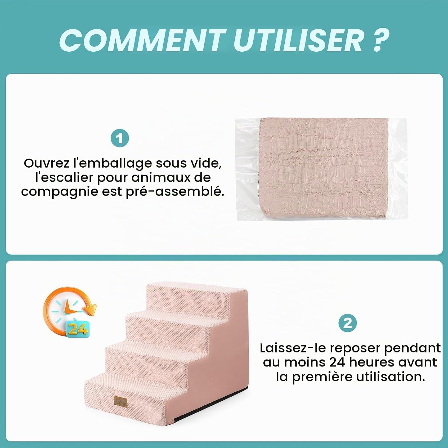 Thumbnail 6 de COZY KISS Escalier large pour chiens de petite taille – 4 ou 5 marches, antidérapant