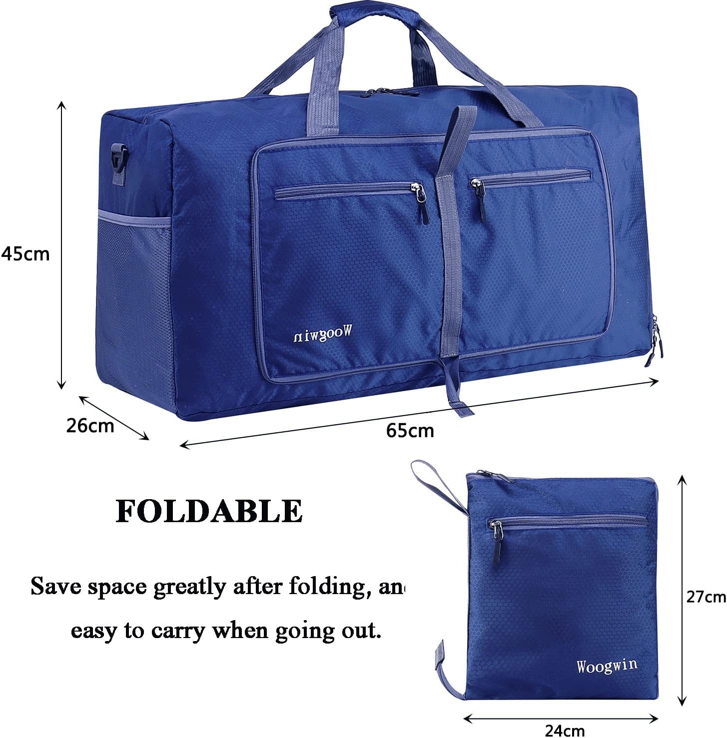 Detalle de ehsbuy 60L Foldable Travel Duffle Bag — Waterproof Holdall