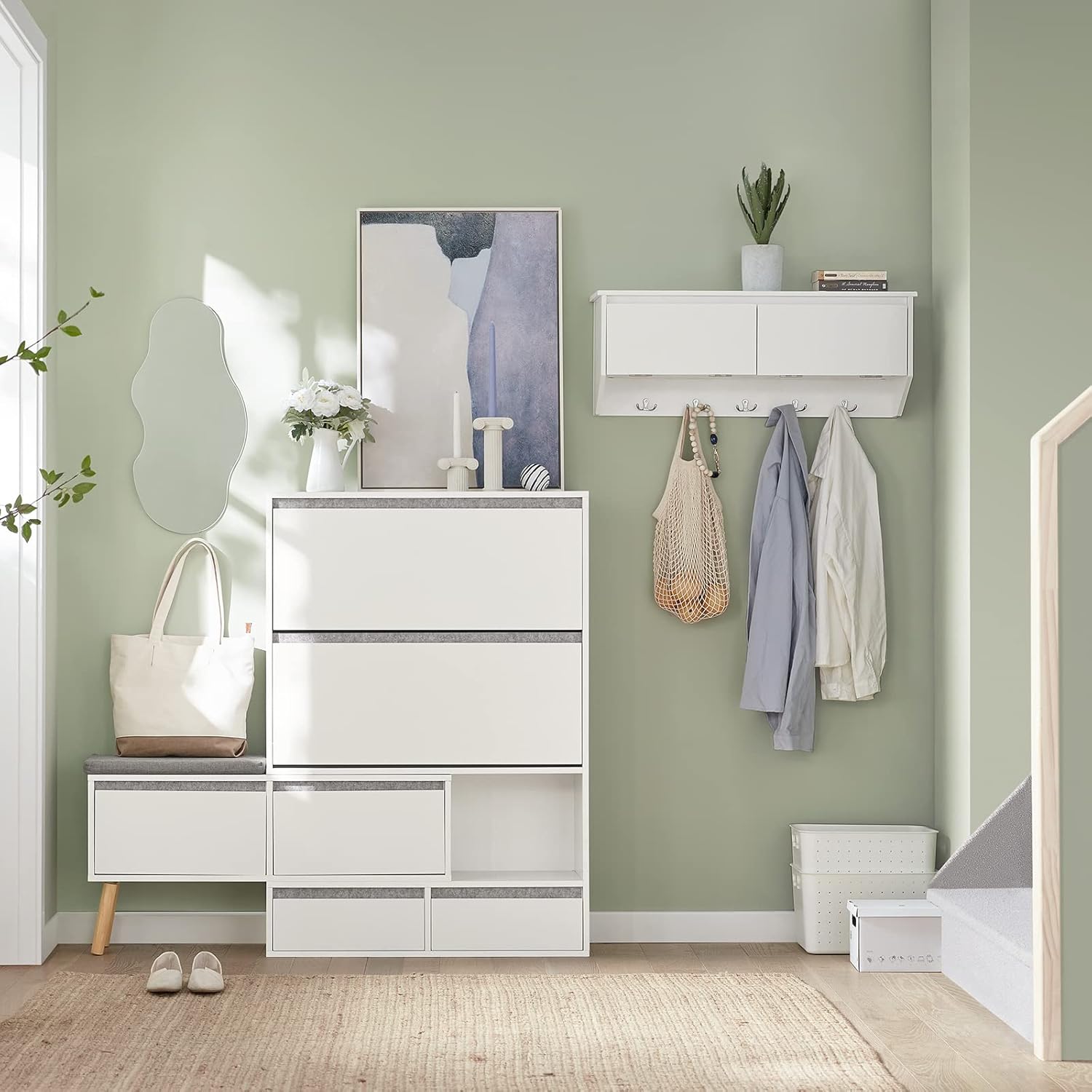 Detalle 2 de SoBuy FSR134-W Banco zapatero 124-92 cm