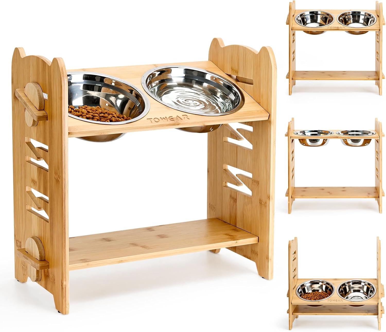 Detalle de Raised dog bowls, 9 level adjustable