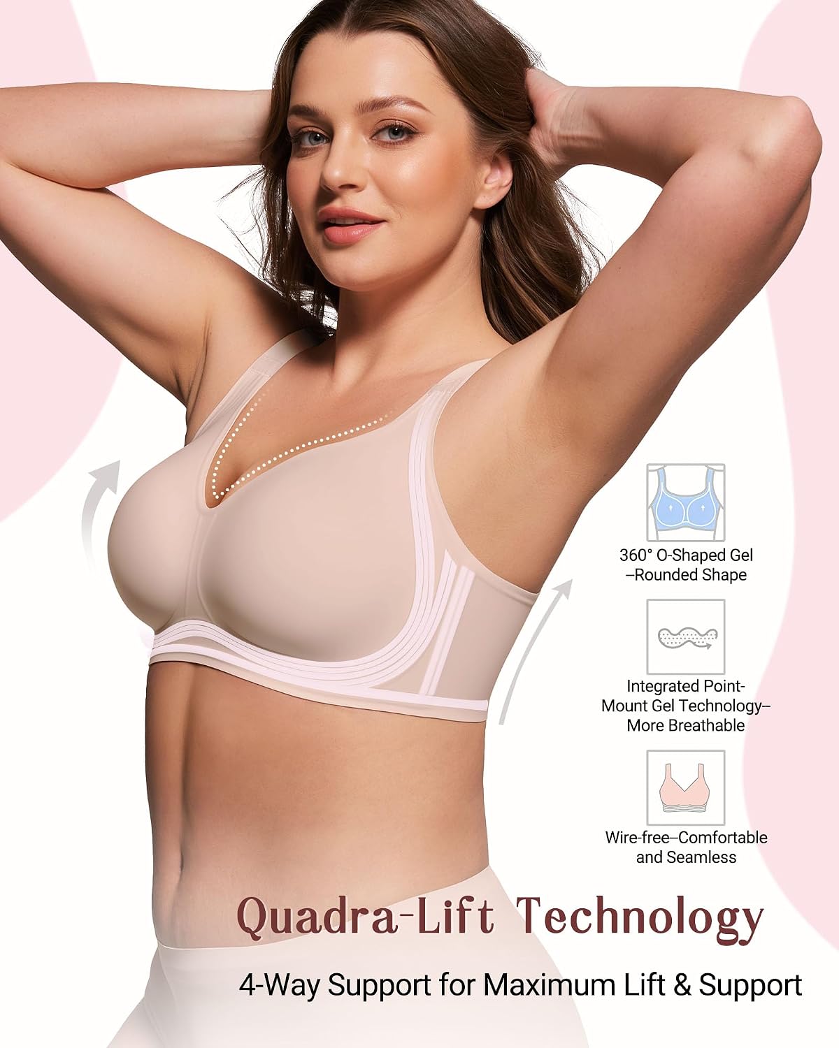 Detalle de As Fairy Full Coverage Wireless Bra for Women (No Underwire) Plus Size Seamless Bralette