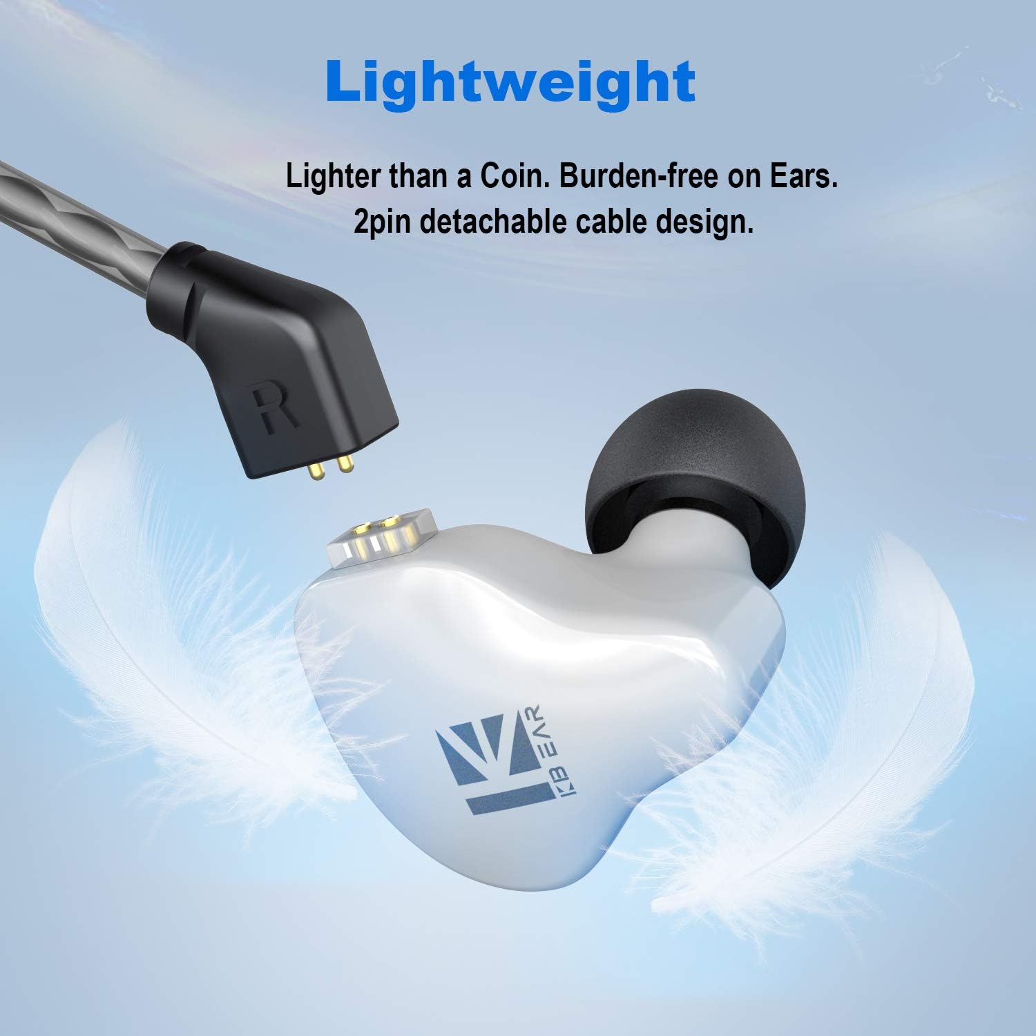 Detalle de YINYOO KBEAR KS1 Wired In-Ear Monitor Bass Earbuds (Detachable Cable)