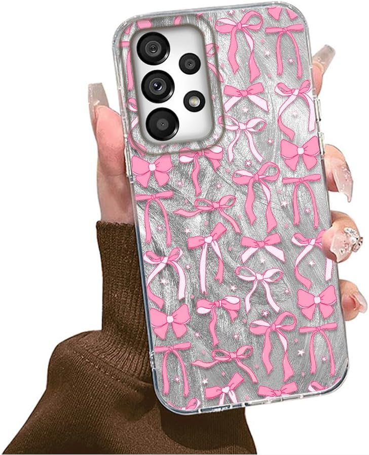 Detalle de Tedyhulle Hülle für Samsung Galaxy A52 5G / A52 4G / A52S 5G – Rosa Cartoon Schleife, Dünn, Stoßfest und Soft TPU