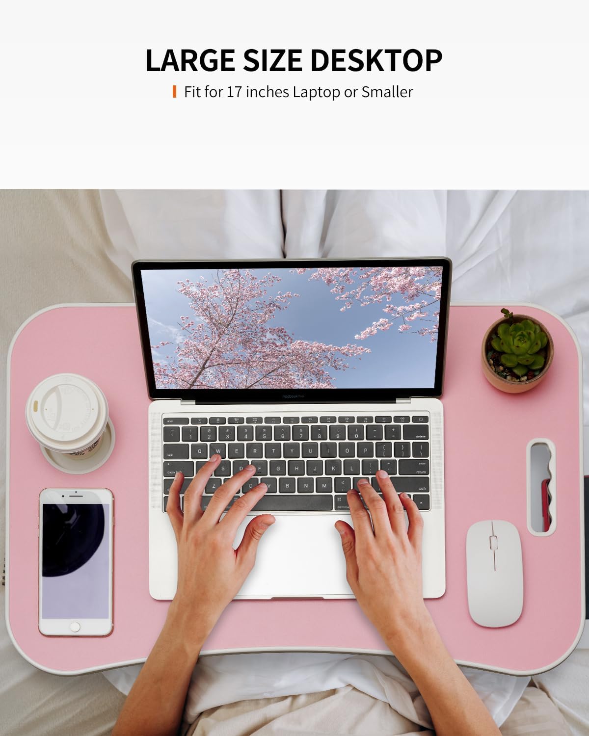 Thumbnail 3 de FISYOD FIS03 Foldable Laptop Table, Pink Lap Desk with Cup Holder