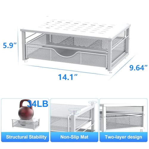 Detalle de Pygocereri Monitor Stand Riser with Drawer – White
