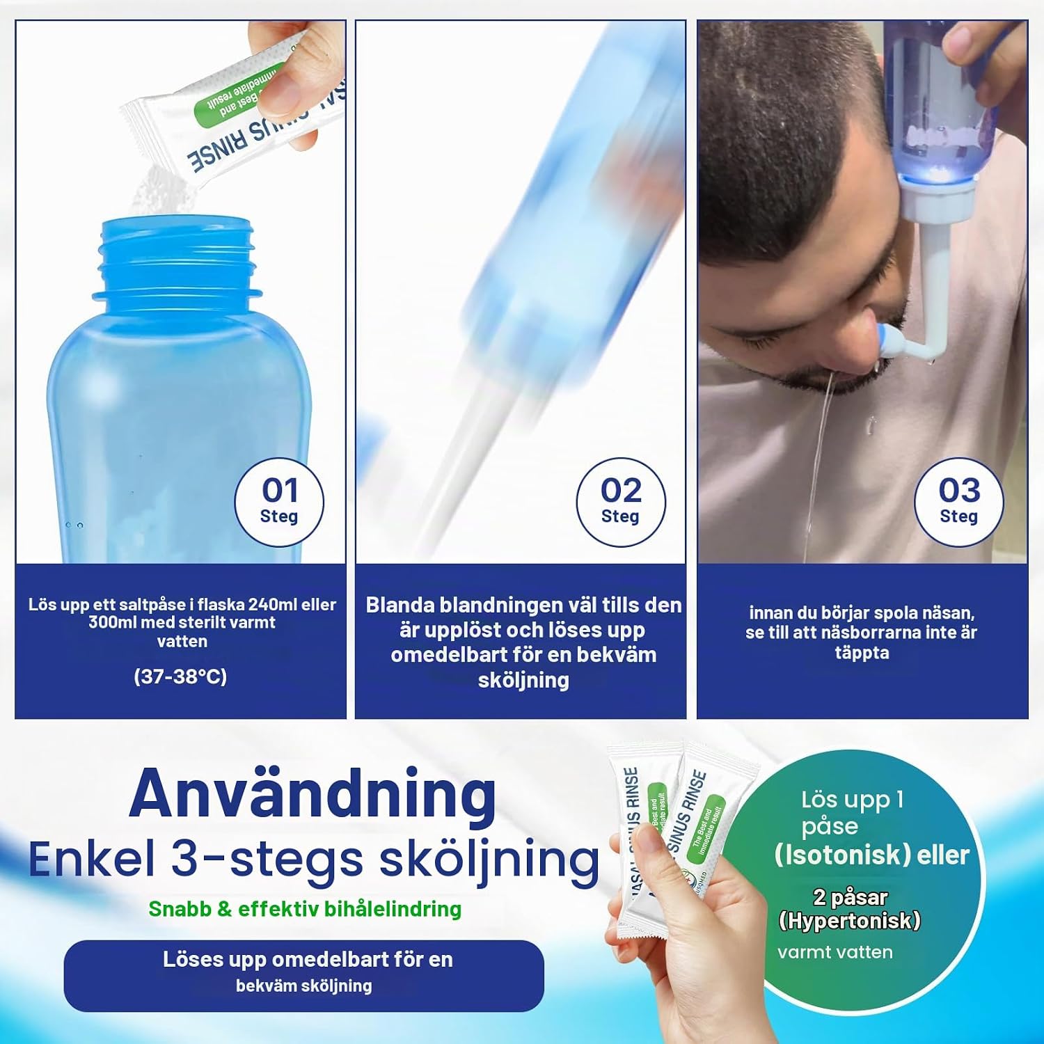 Detalle de PLUSQMED nässköljningssalt, 55 portionspåsar à 2,7 g