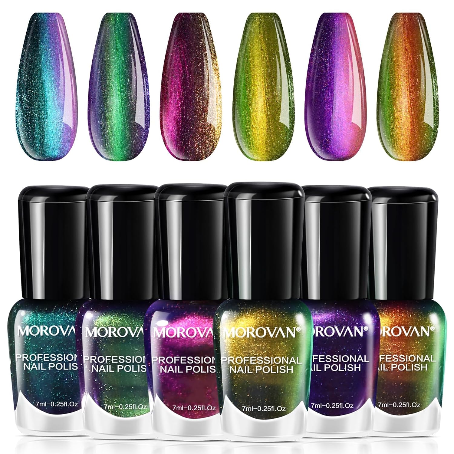 Detalle de Morovan Holographic Nail Polish Set, 6 Colors