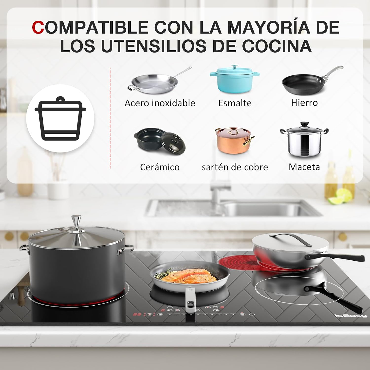 Thumbnail 5 de Placa vitrocerámica 5 fuegos 8600 W
