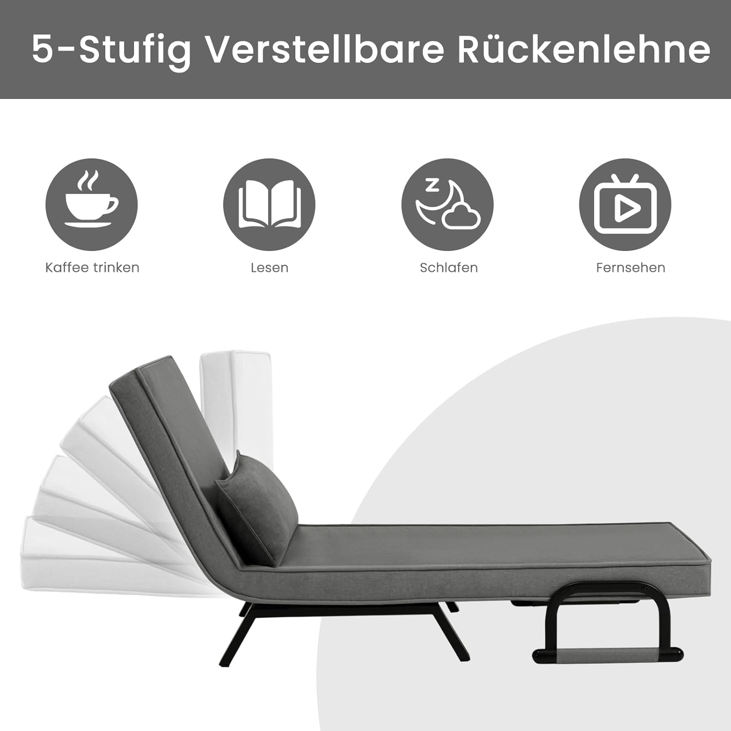 Detalle de WOLTU Schlafsessel 3-in-1 mit Bettfunktion und verstellbarer Rückenlehne (Dunkelgrau)