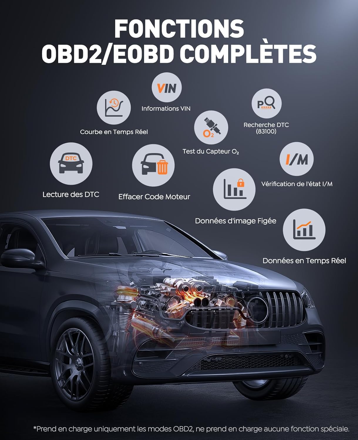 Detalle de Booster Batterie Voiture avec OBD2 Diagnostic TK40 — Démarreur 7000A et Diagnostic OBD2