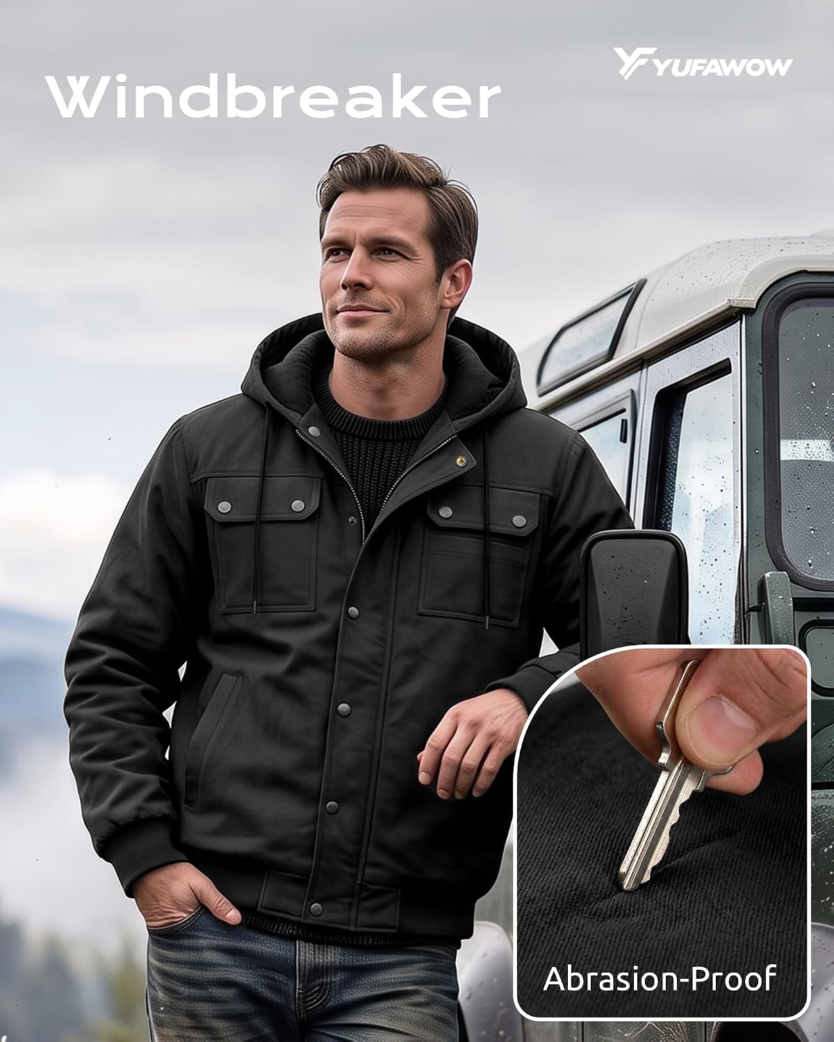 Detalle de Yufawow Men's Detroit Jacket in Cotton Denim