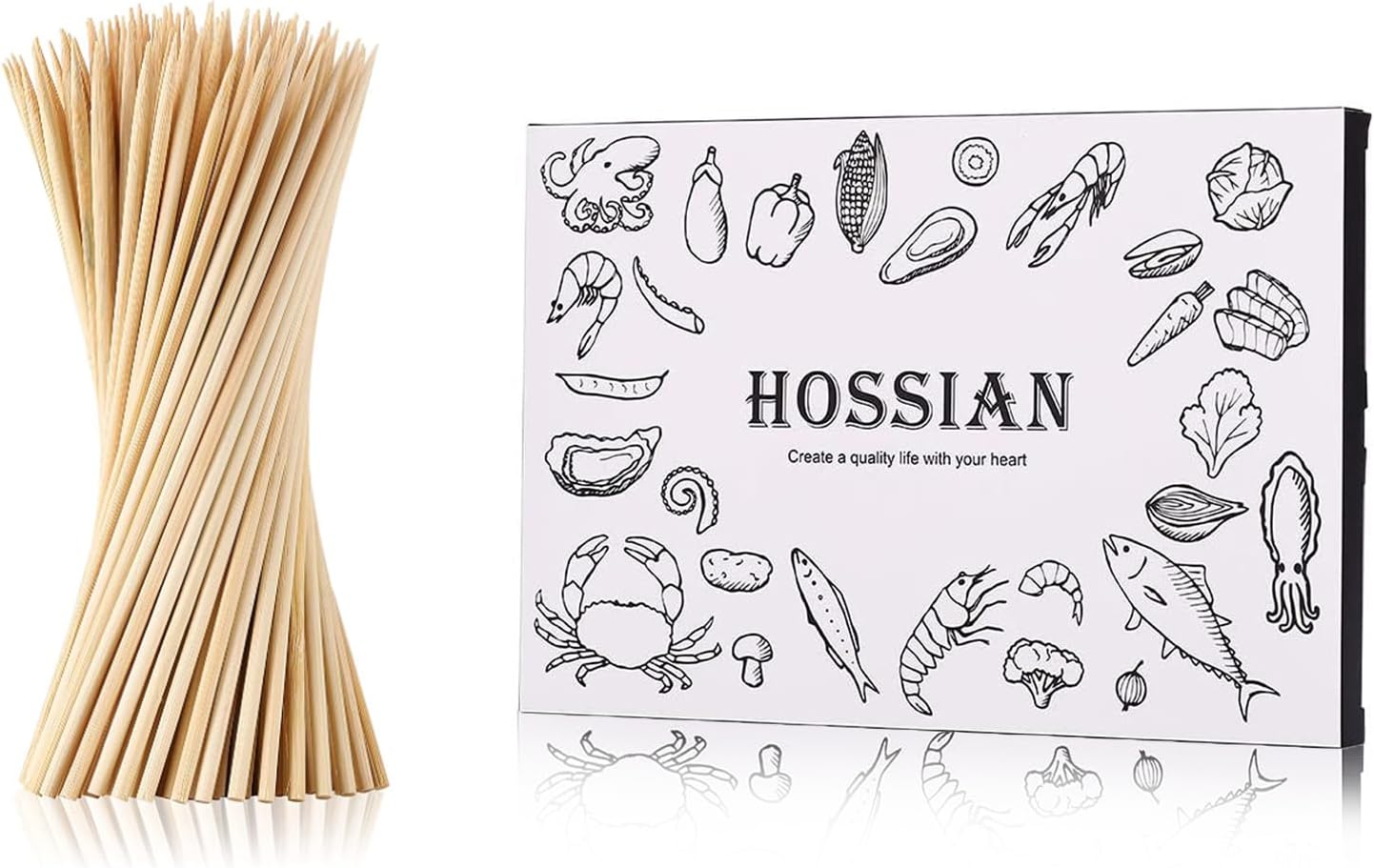 Detalle de HOSSIAN brochette aperitif Bamboo Skewers, 8-Inch, 150 Count