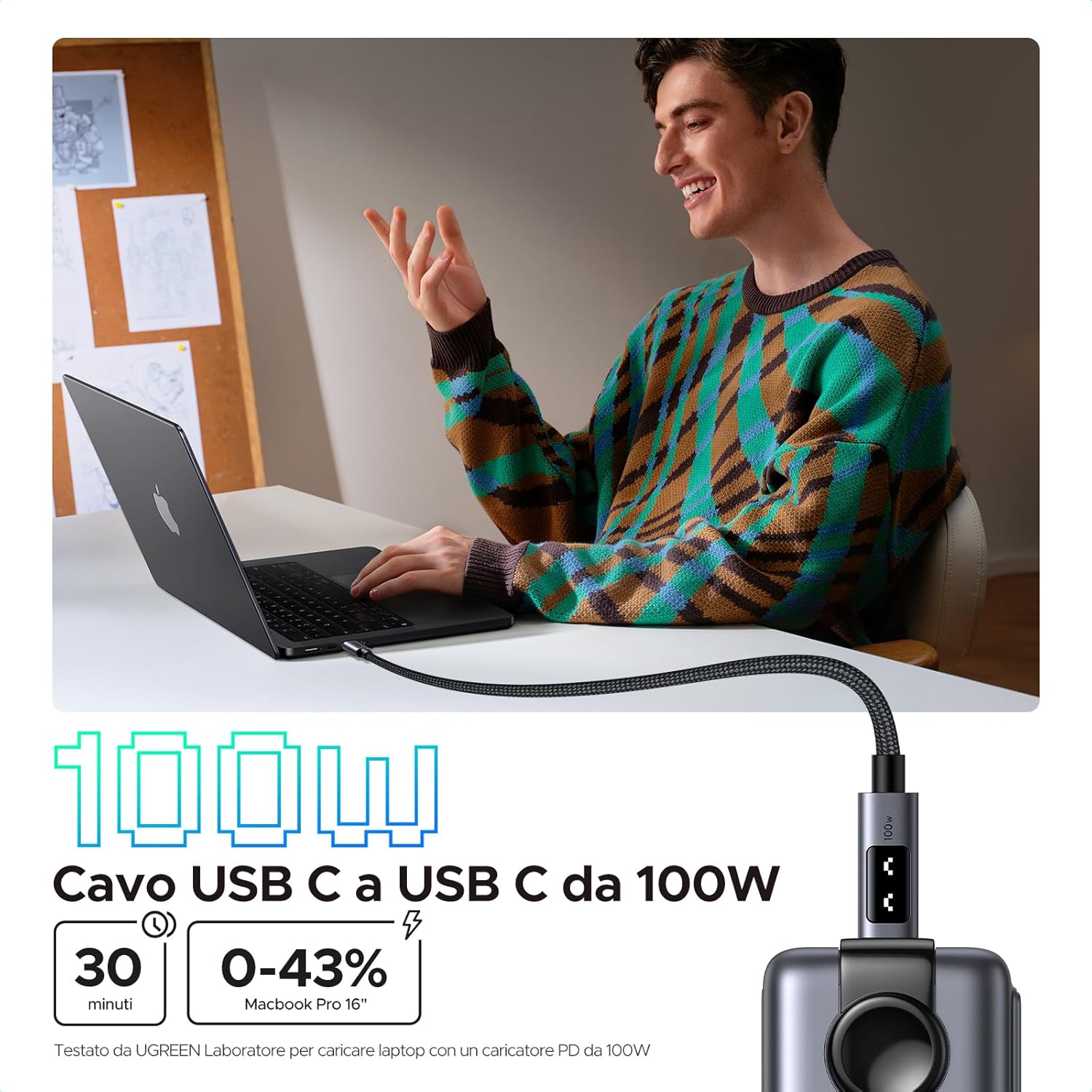 Detalle 2 de UGREEN Uno 100W Cavo USB-C 2 m