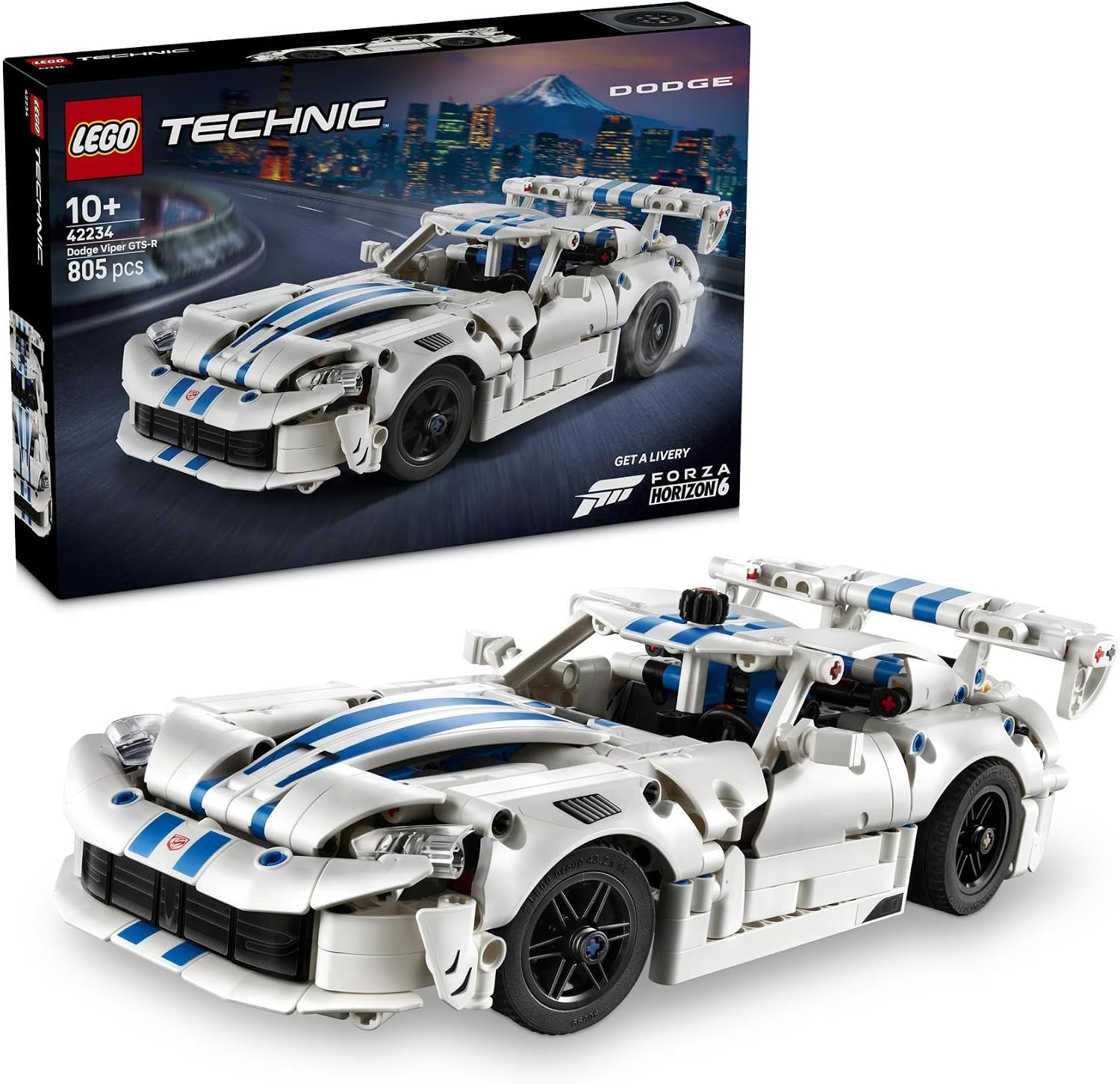 Detalle de LEGO Technic 42234 Dodge Viper GTS-R model car with V10 engine and steering