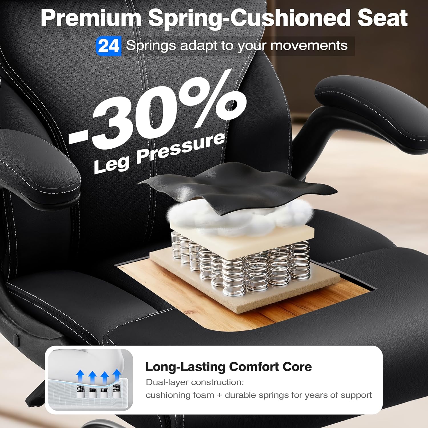 Thumbnail 3 de AreShark Office Chair Executive High Back with Lumbar Support, Breathable Faux Leather, and Rock Recline