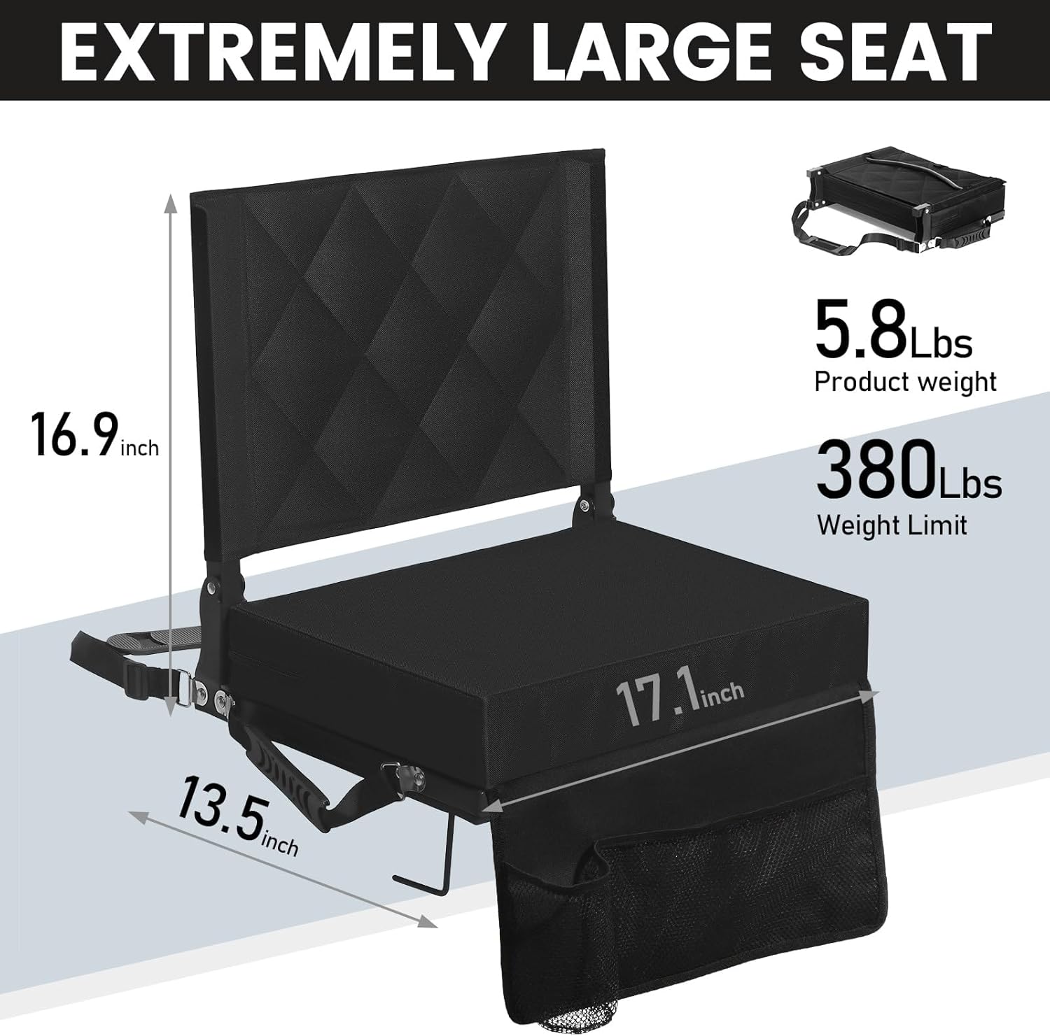 Thumbnail 1 de Sheenive Stadium Seat with Backrest, Padded 🎫
