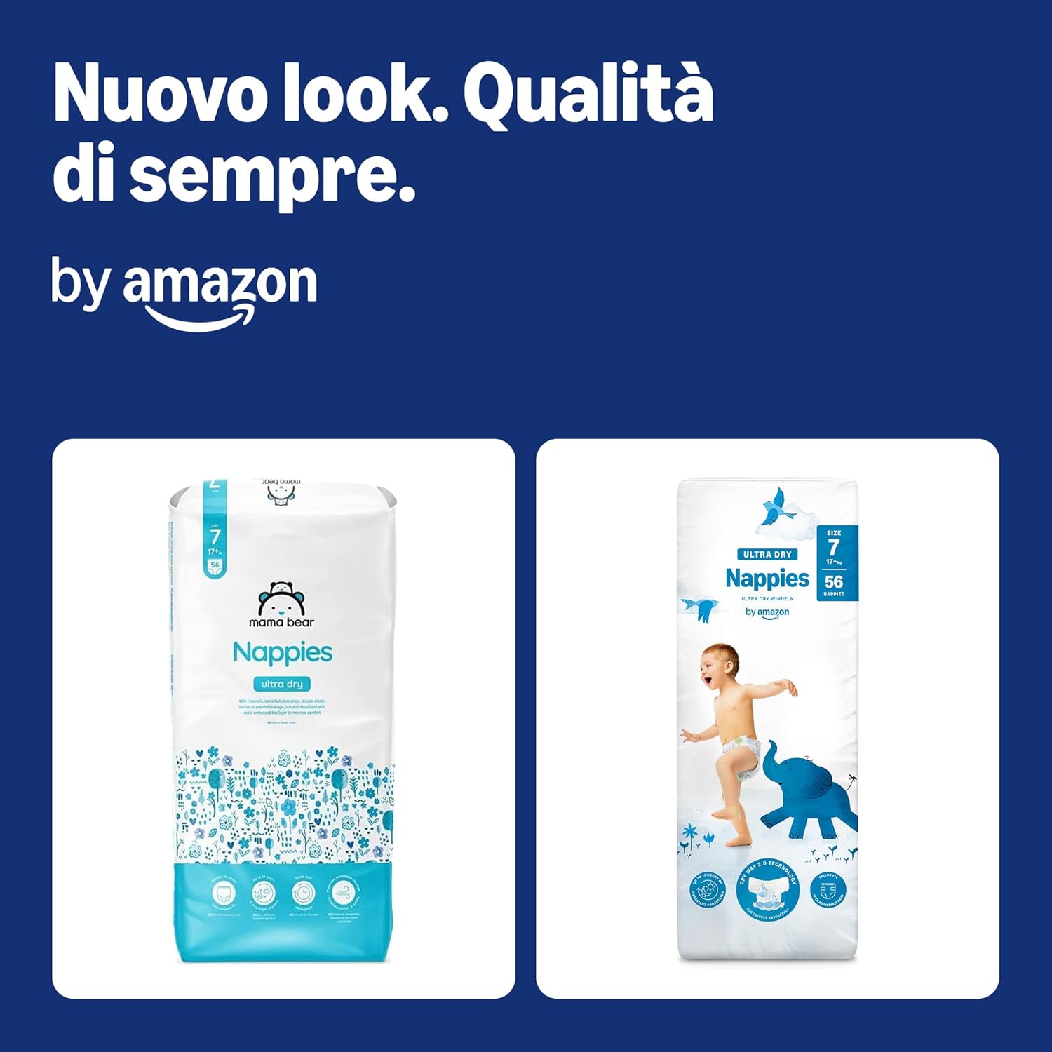Detalle de By Amazon - 112 Ultra Dry Nappies, Taglia 7 (oltre 17 kg) – Quota multipack 2x56