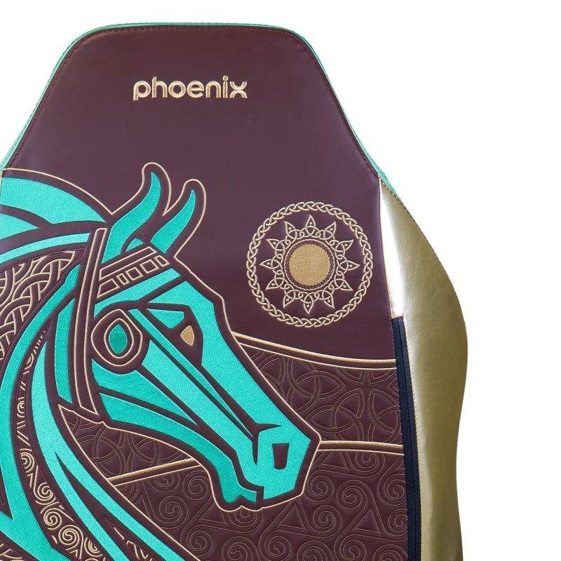 Detalle 2 de Phoenix Monarch Edición Rohan XL: silla gaming premium con cuero napa y terciopelo