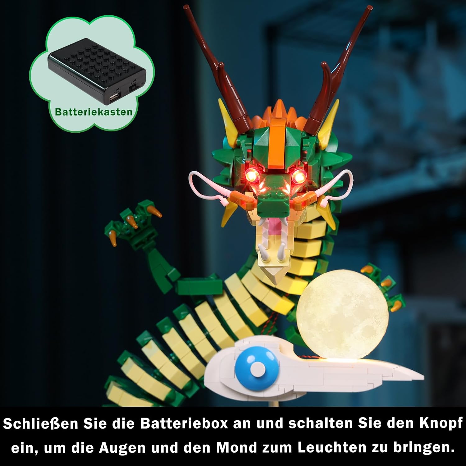 Detalle de JMBricklayer Fantastic Idea Dragon Bausätze mit Lichtern 70007 – Drache auf dem Berggipfel