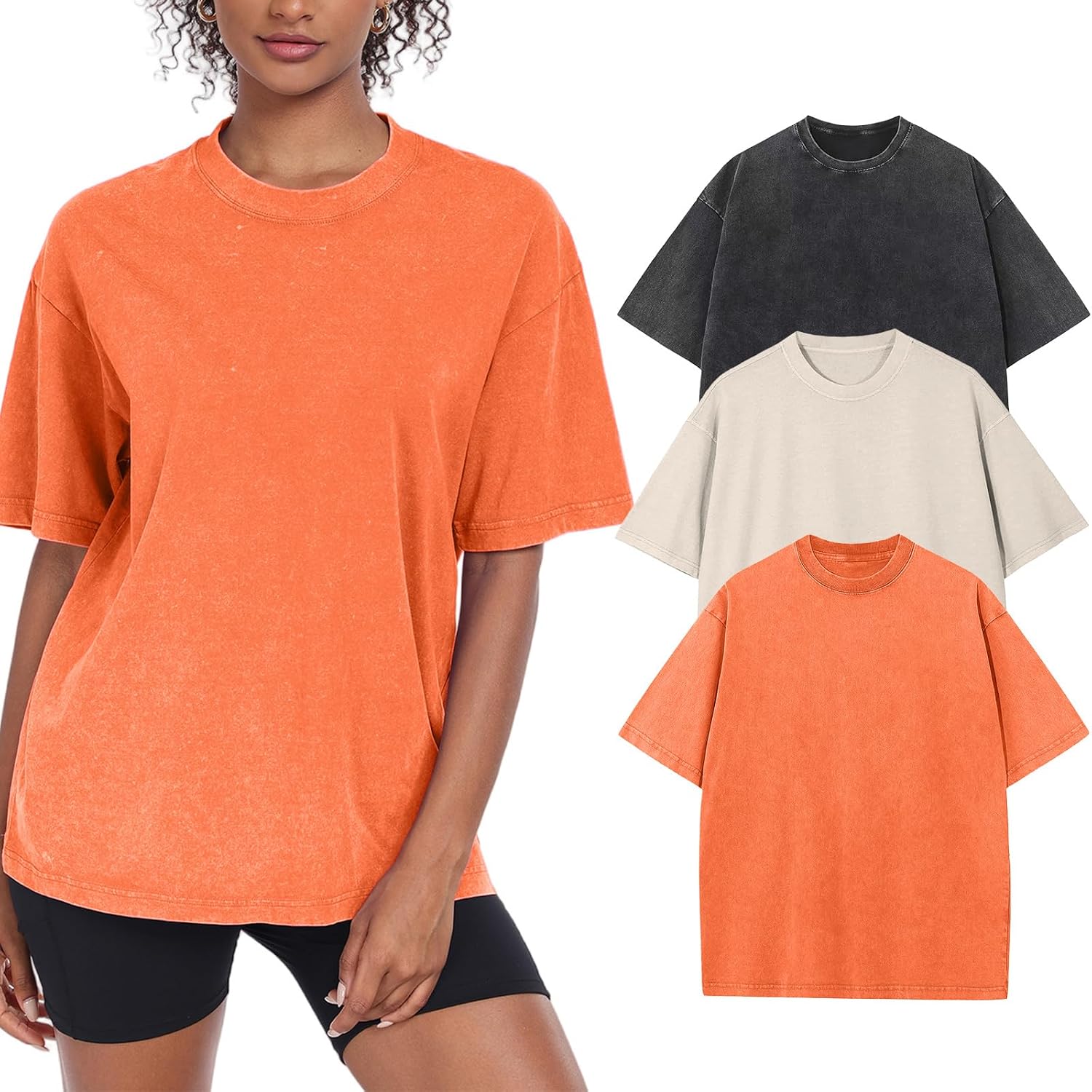 Thumbnail 6 de KEEPSHOWING Vintage Oversized Acid-Wash Cotton T-Shirt for Women