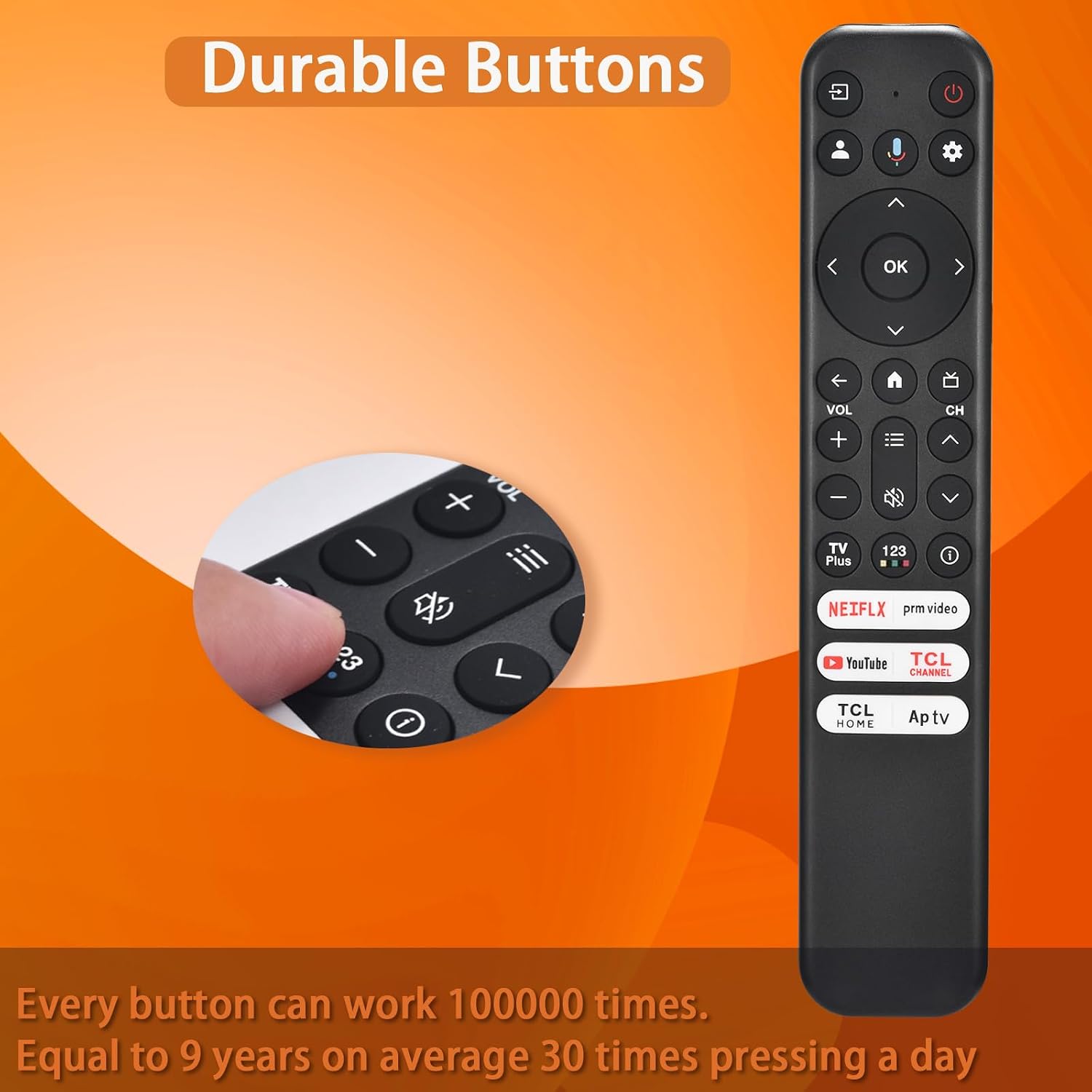 Detalle de Replacement for TCL RC813 Google Smart TV Universal Remote with Voice Control
