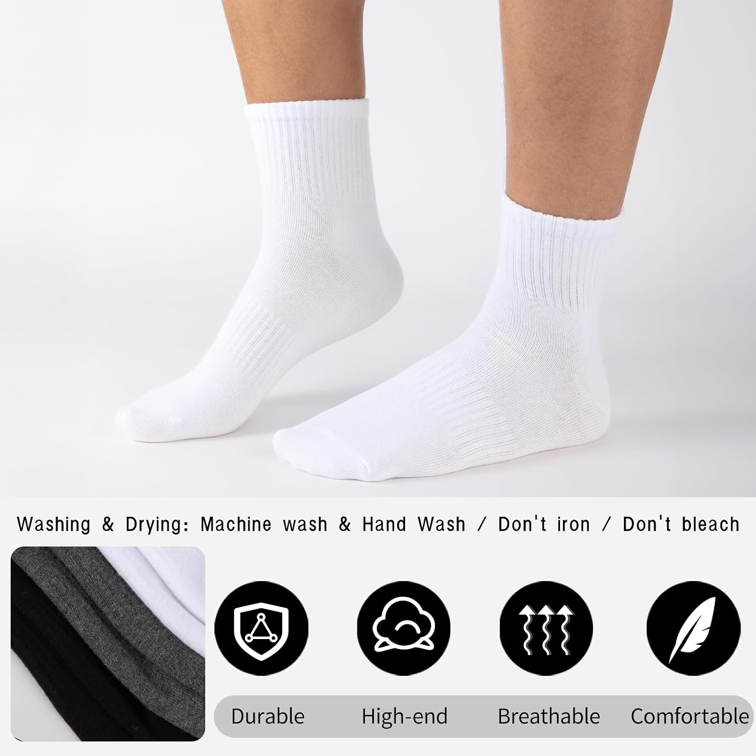 Detalle 2 de eallco Men's Ankle Socks, Cotton