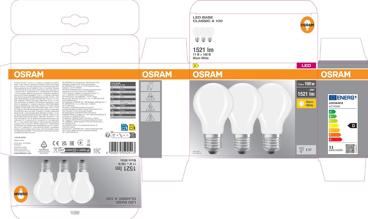 Detalle 1 de OSRAM LED Classic A100 1.521 lúmenes, 2700K