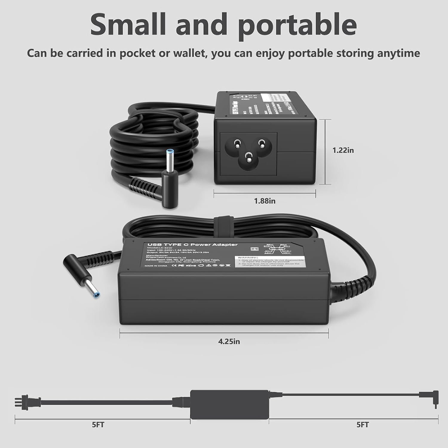 Thumbnail 3 de Replacement charger for HP laptops 65W