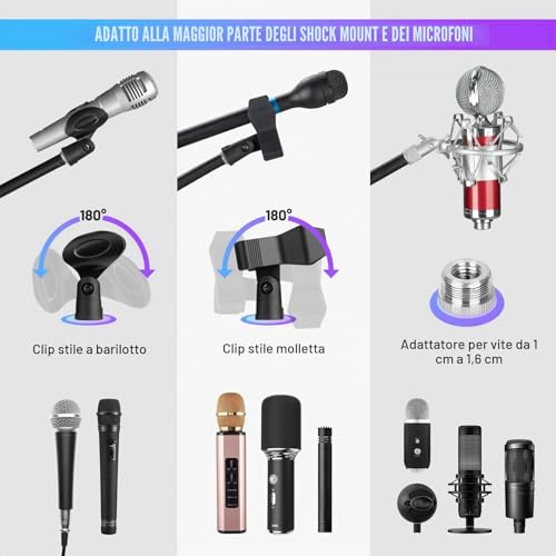 Detalle de CAHAYA Supporto per Microfono da Tavolo CY0360: 2-in-1, design stabile e braccio telescopico regolabile