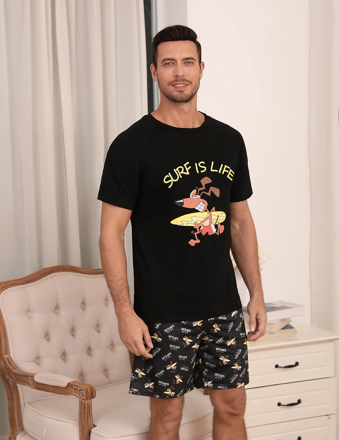 Detalle 2 de Jahetuul Pijama Hombre Verano algodón corto