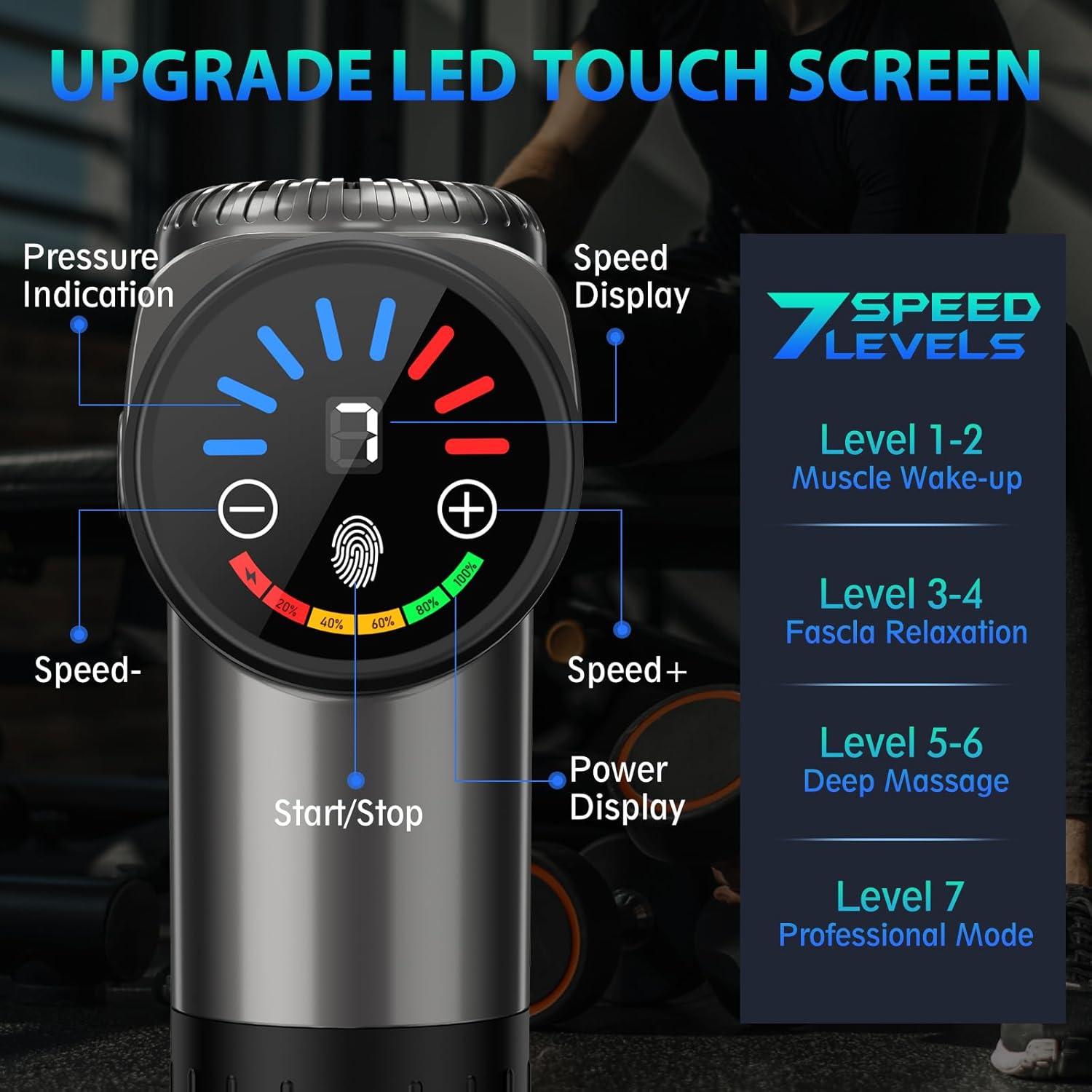 Thumbnail 1 de TOLOCO Massage Gun (Deep Tissue Percussion Massager) with 10 Massage Heads, Silent Brushless Motor, Grey