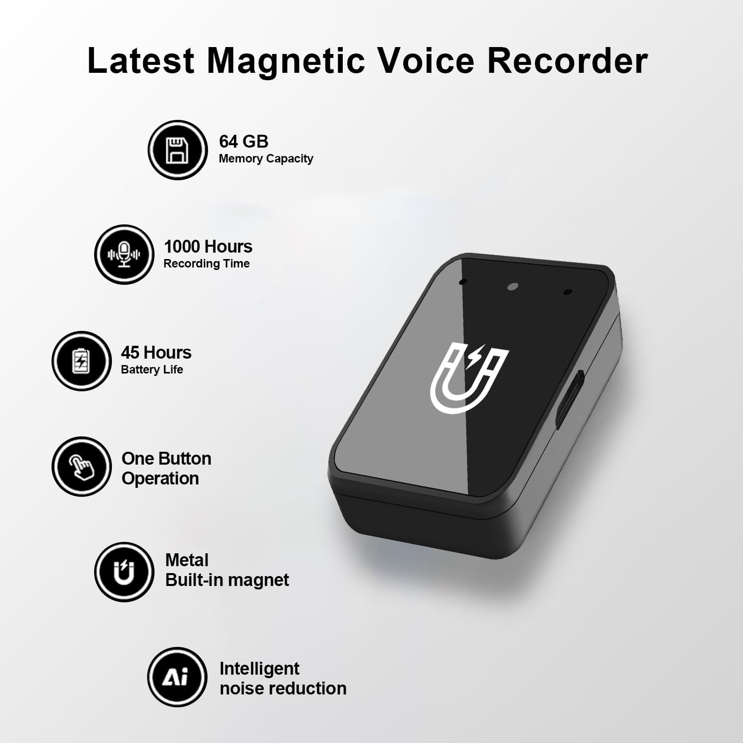 Detalle 2 de Voice Recorder - Magnetic 64GB Mini Voice Recorder with Noise Reduction