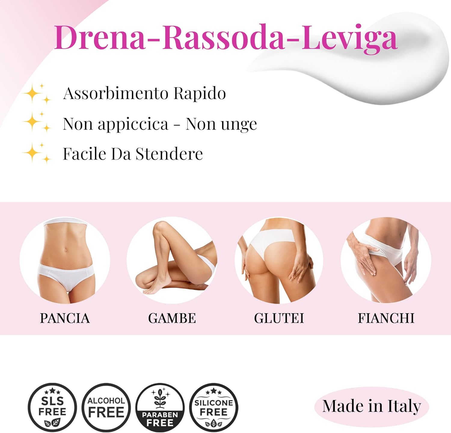 Detalle de Crema Anticellulite Forte 250 ml – Krealis, rassoda corpo e drenante per cosce, glutei, pancia e fianchi