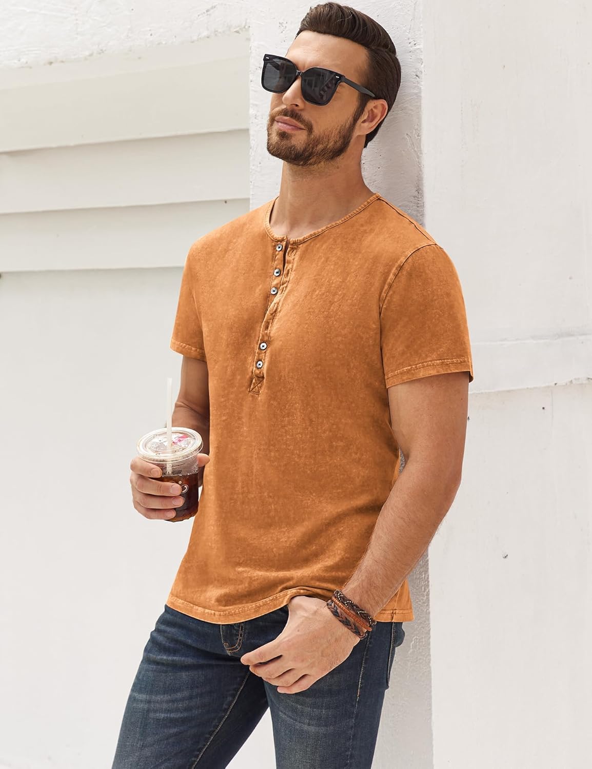 Thumbnail 1 de Beotyshow Henley Langarm Hemd für Herren – Slim Fit, Baumwolle, vielseitig einsetzbar