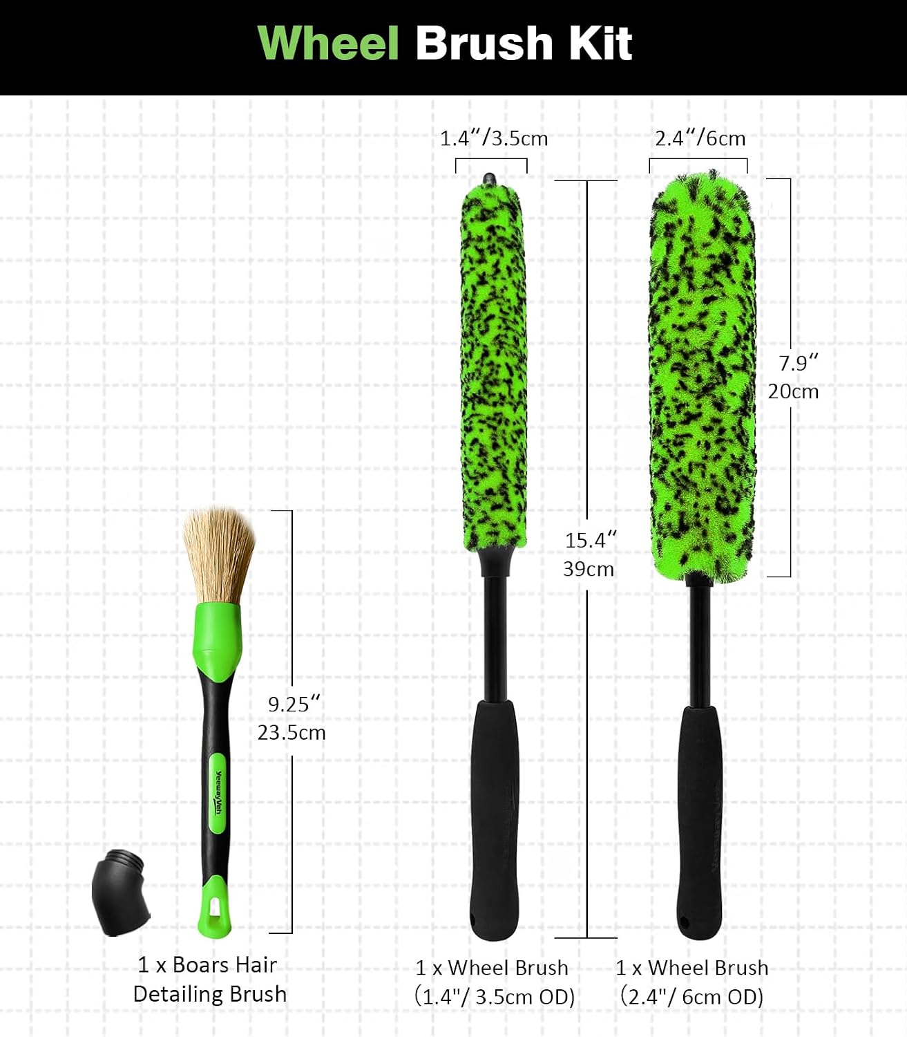 Thumbnail 5 de YeewayVeh 3PCS wheel brush kit for alloy wheels 🧽