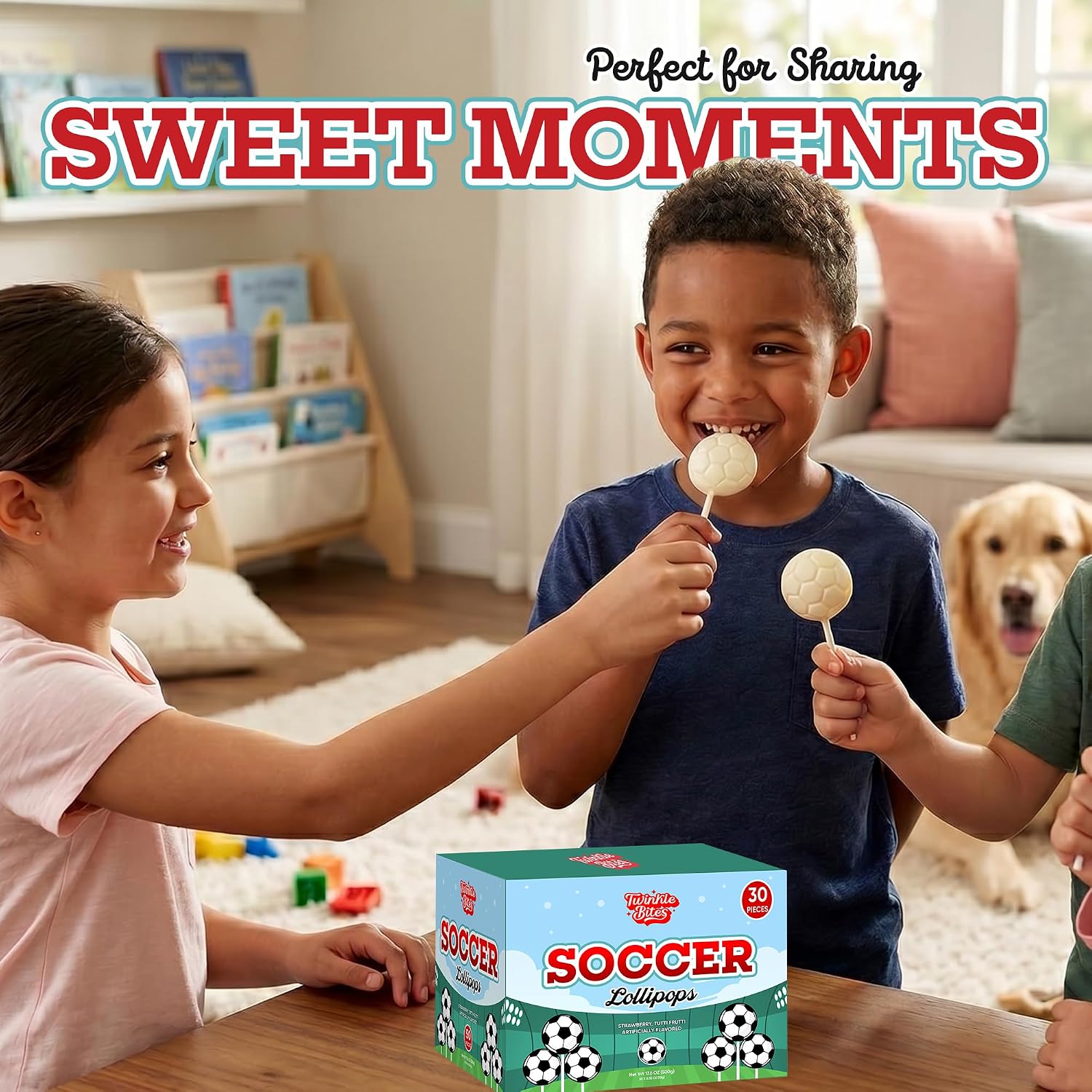 Thumbnail 1 de Twinkle Bites Soccer Lollipops, 50-Pack Individually Wrapped Strawberry and Tutti Frutti Candy