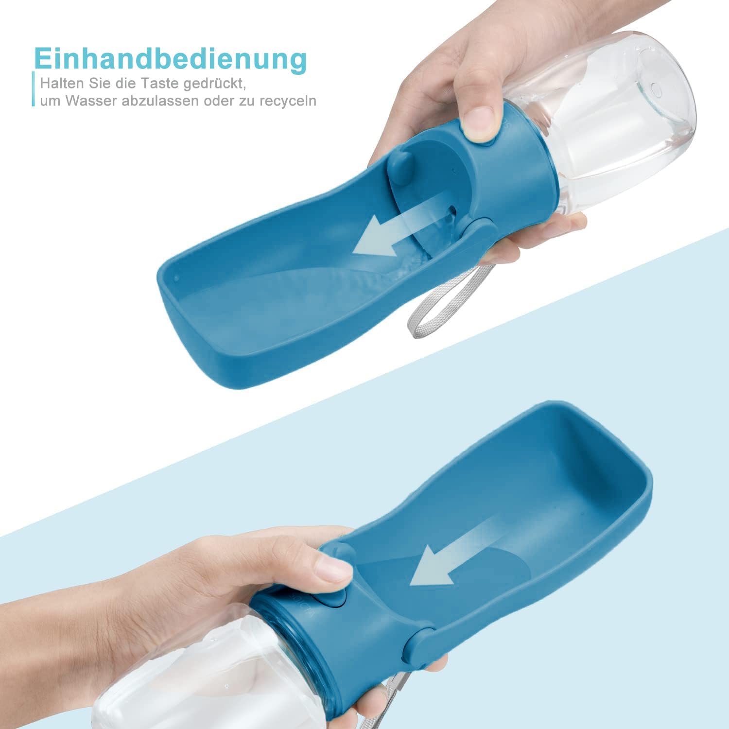 Detalle de Hundetrinkflasche 350 ml Dunkelblau für unterwegs