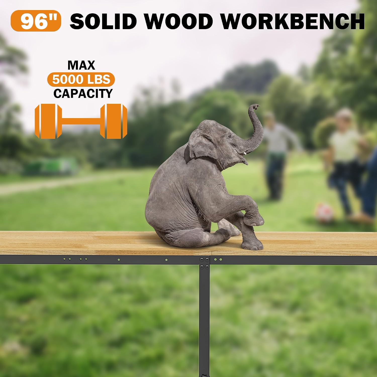Thumbnail 6 de Betterhood 001 Convertible Adjustable Workbench, 96-Inch Rubber Wood Top