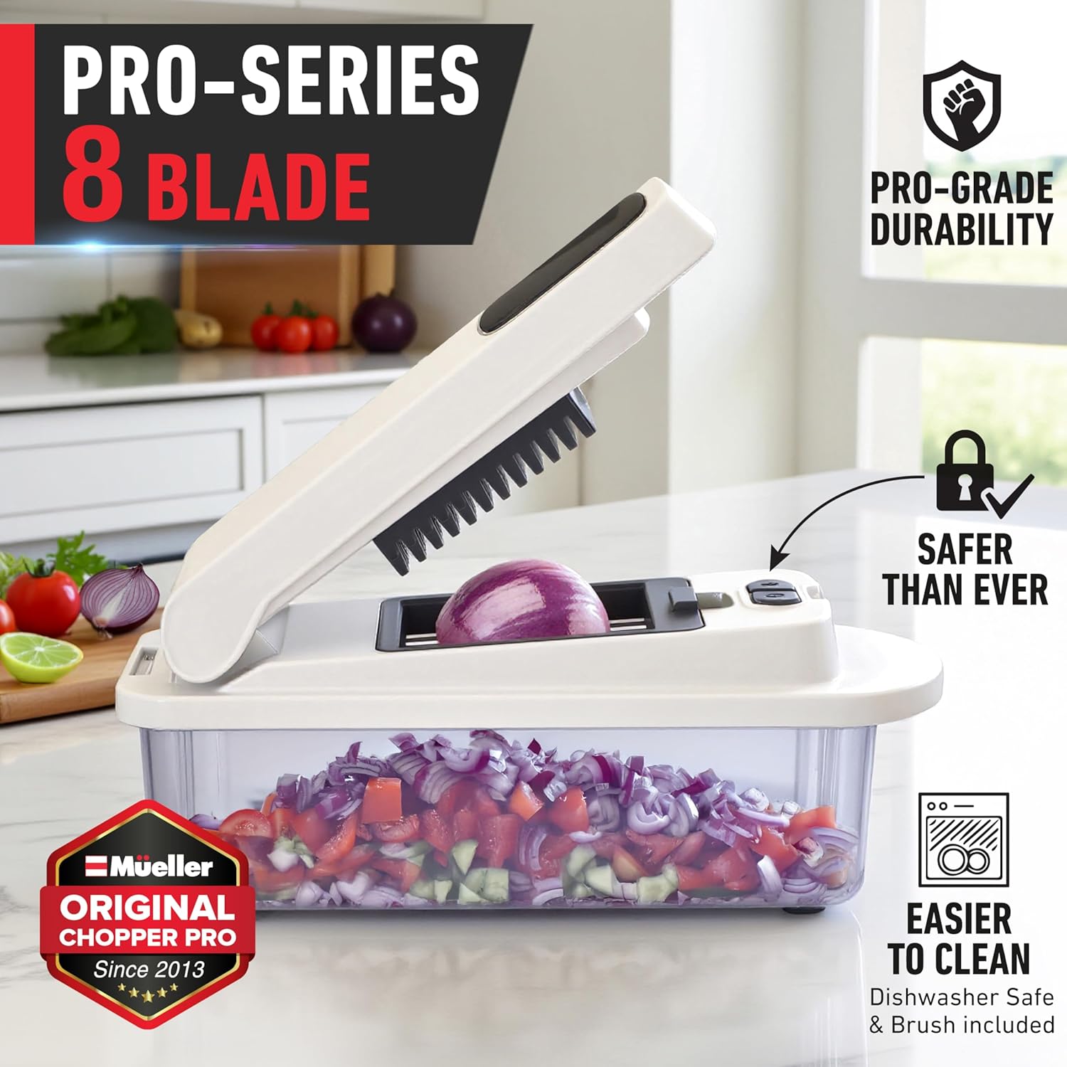 Detalle 2 de Mueller Pro-Series 10-in-1 Vegetable Chopper with 8 Blades 🥗