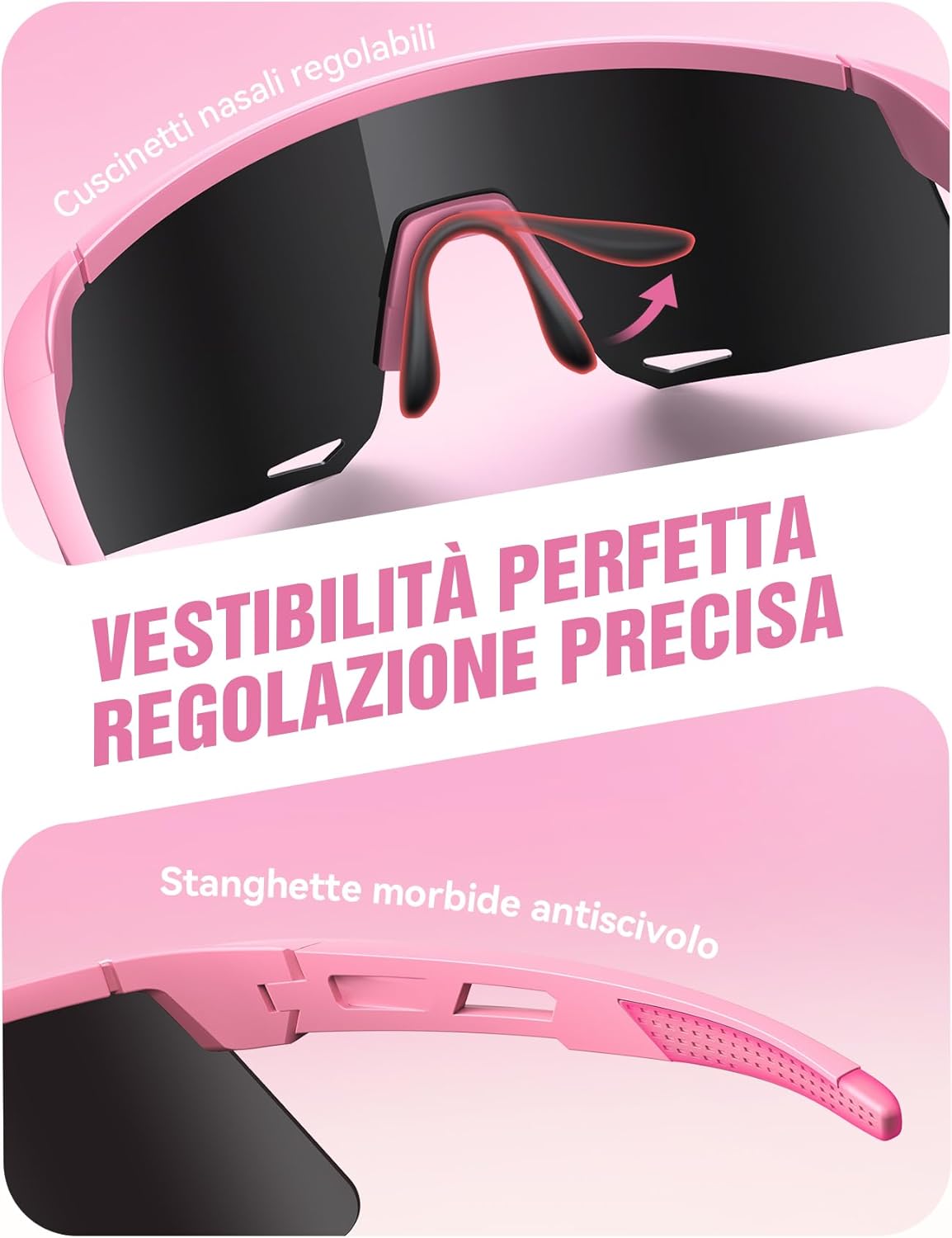 Detalle de JOYROOM occhiali ciclismo TR90 con nasello regolabile, lenti polarizzate TAC e UV400