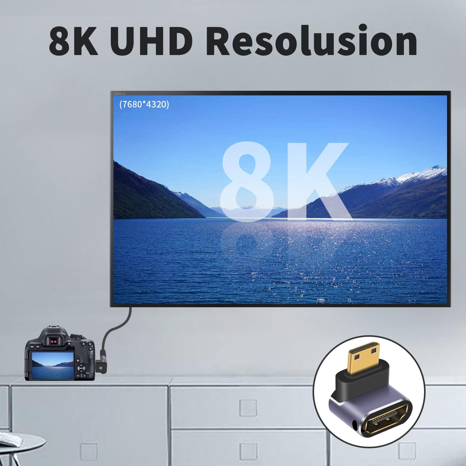 Thumbnail 4 de Maxhood Mini HDMI to HDMI Adapter 8K (2 Pack) – Up and Down Angled, 90° Mini HDMI Male to HDMI Female