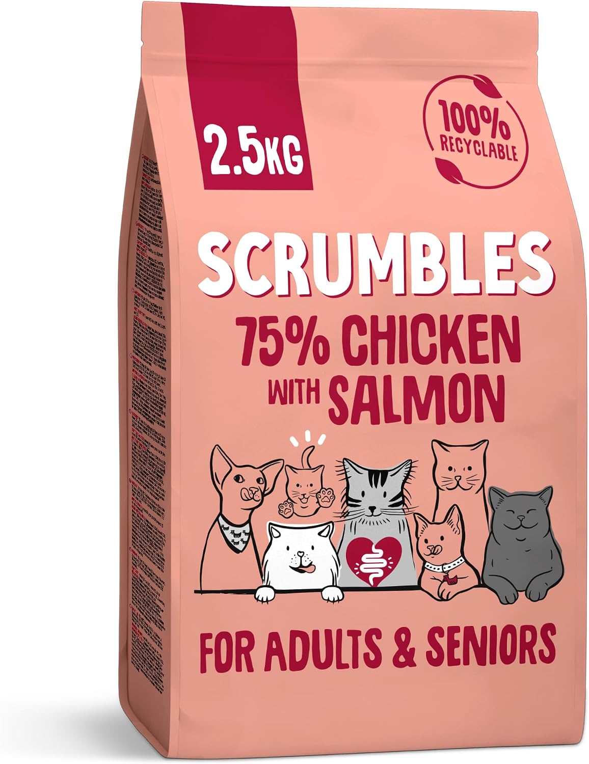 Detalle de Scrumbles All Natural Dry Cat Food with Chicken & Fresh Salmon (2.5 Kg) – High Protein for Adults & Seniors