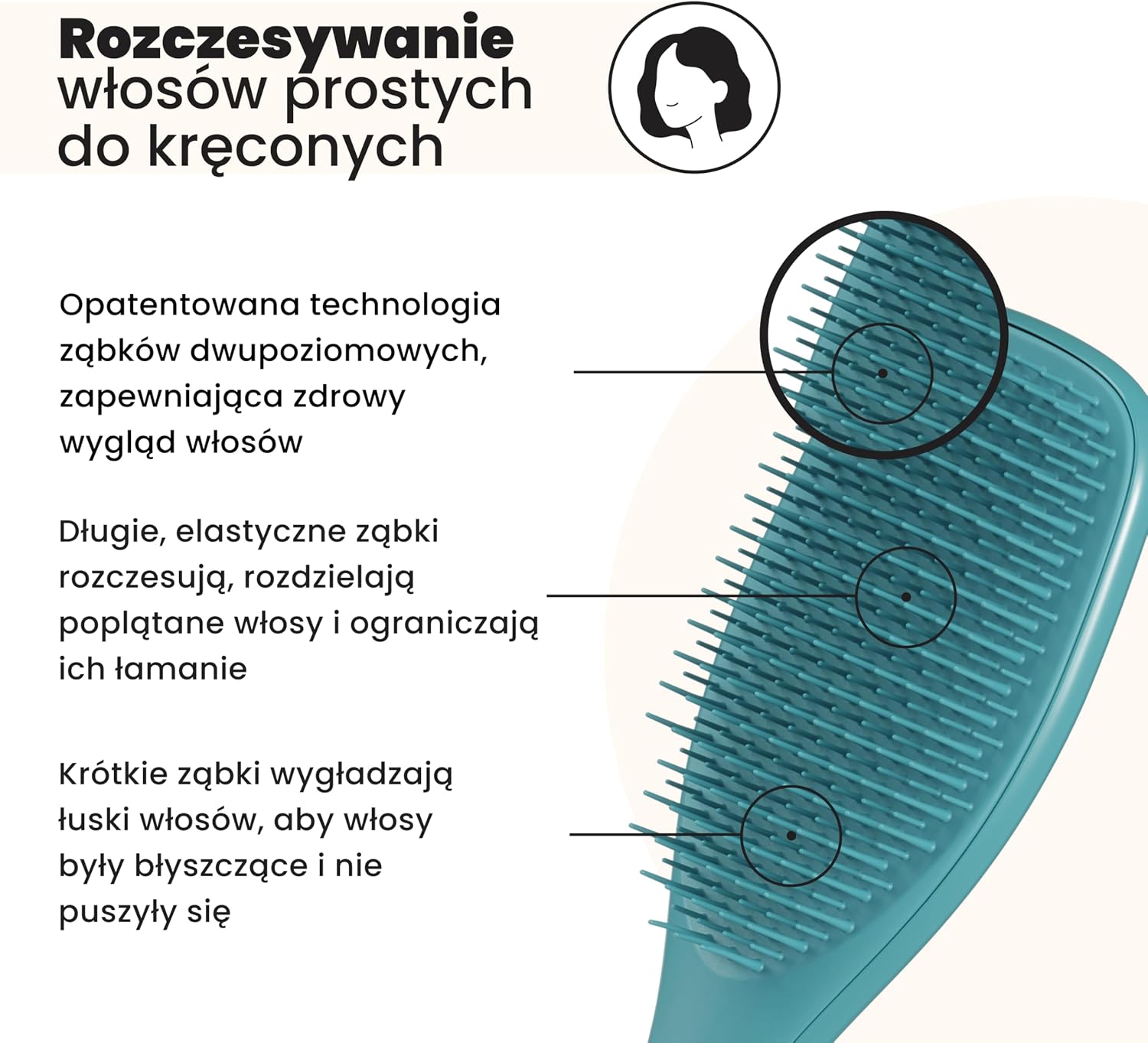 Detalle 2 de Tangle Teezer Ultimate Detangler – szczotka do rozczesywania, 325 ząbków, Zmienny turkus