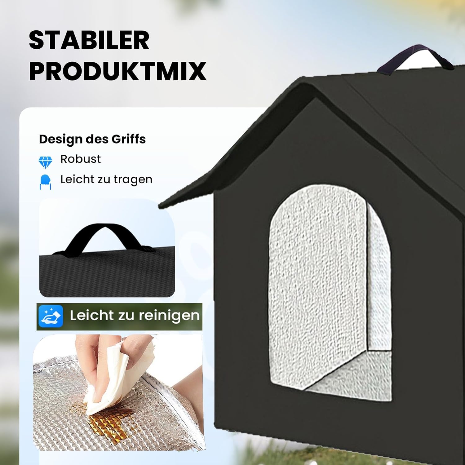 Detalle de Katzenhaus Outdoor – Wasserdichtes, isoliertes Katzenhäuschen für Draußen (L, Schwarz-1)