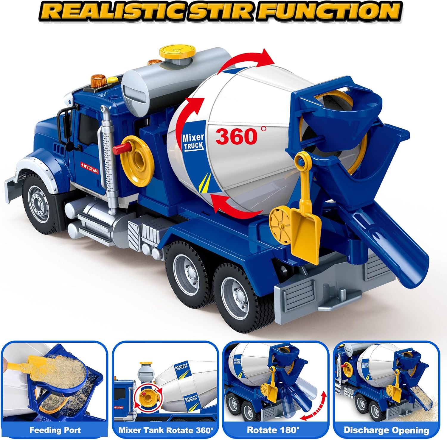 Detalle 2 de SpringFlower Toddler Mixer Truck Toy with Lights & Sounds (Large, Stir Function) for Ages 3–8