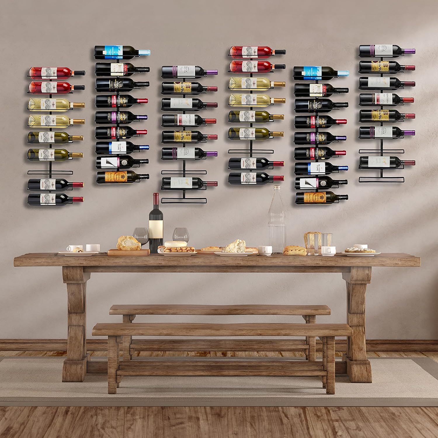 Detalle de Sorbus Wall Mount Wine Rack – Holds 9 Bottles (Black Metal)