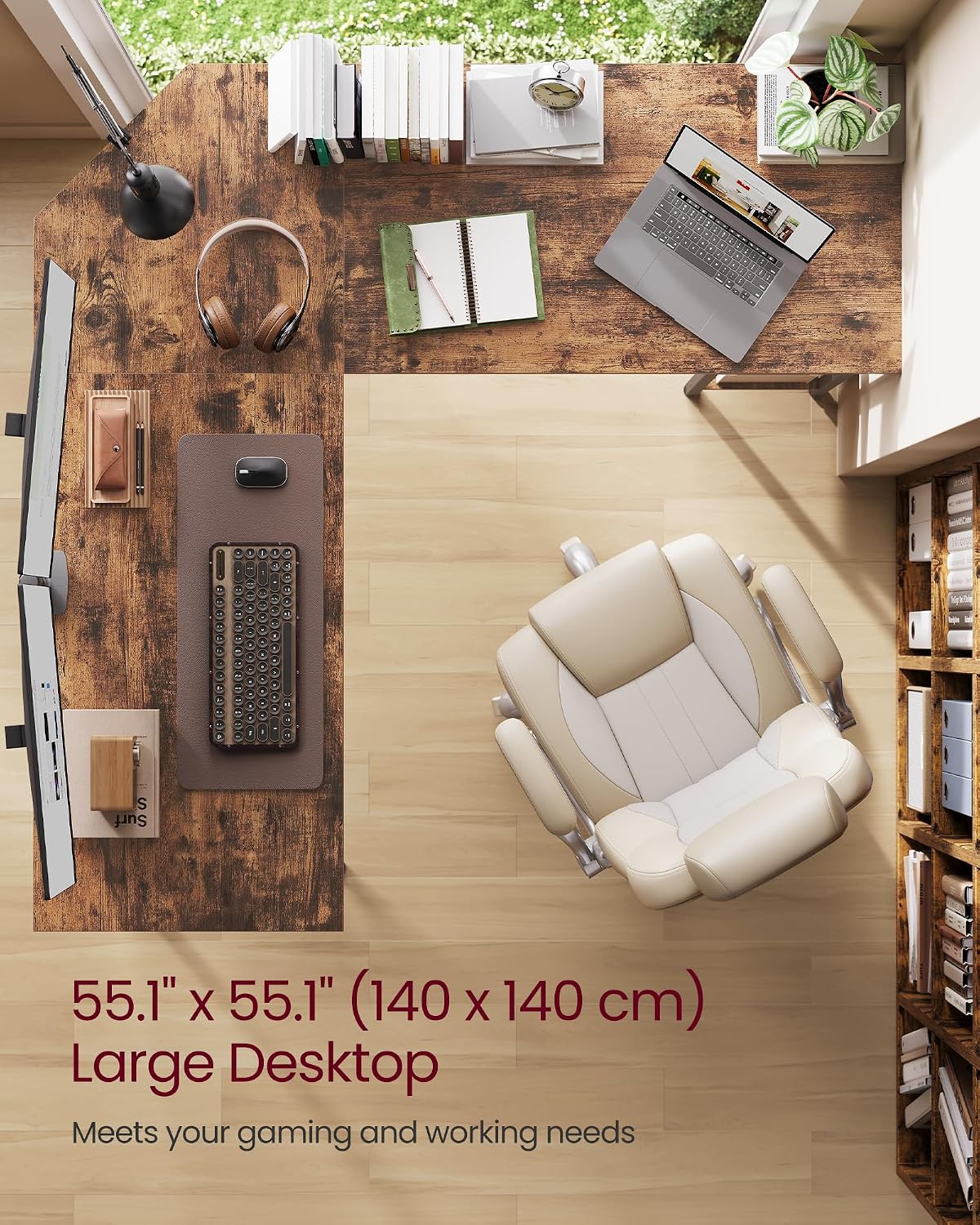 Detalle 2 de L shaped computer desk 138 x 138 cm